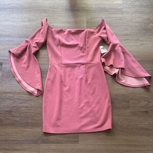 Charlotte Russe Pink Off-Shoulder Maxi Dress